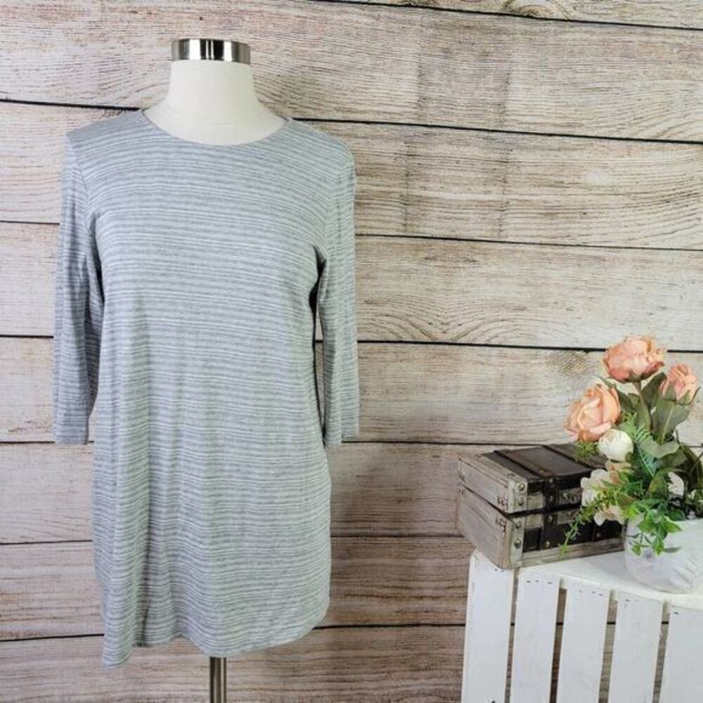 J Jill Pure‎ Jill Gray Striped Soft Tee Small